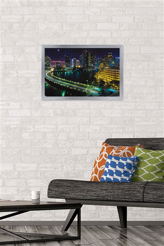 Cityscapes - Venetian Causeway Wall Poster, 14.725" x 22.375", Framed