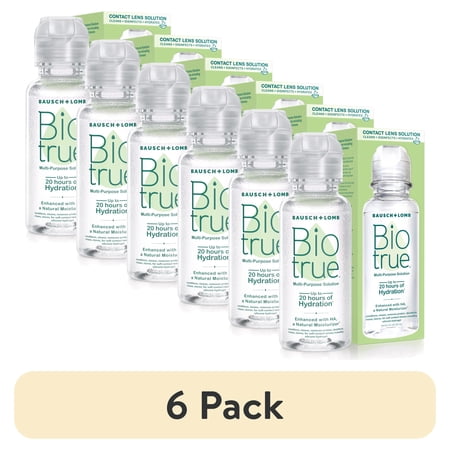 (6 pack) Biotrue Original Multi-Purpose Contact Lens Solution by Bausch + Lomb, Travel Size, 2 fl oz