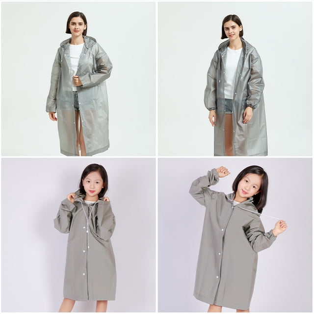 Chubasquero no desechable para adultos Impermeable a prueba de viento e impermeable a la moda engrosado de cuerpo completo, gris, ligero para adultos abierto