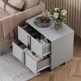 thumbnail image 3 of Resenkose Modern Storage Side Table with 2 Drawers, Stable Metal Base Nightstand, Quiet Sliding Drawer Accent Table for Bedroom, Living Room, Office, Gray, 3 of 6