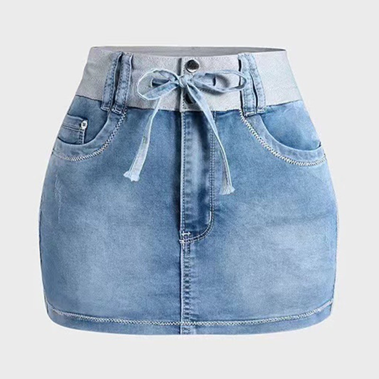 Fandiiiii Denim Skorts For Woman Cargo Wrap Jean Skort Skirts Stretchy High Waisted Skirt Shorts Country Concert Wear Women Shorts Contrast Binding Ripped Drawstring Denim Skorts Flare Short Skirt