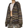 thumbnail image 2 of LMLYSoH Women Zip Up Drawstring Hoodie Casual Striped Long Sleeve Sweatshirt Jacket Autumn Streetwear, 2 of 9