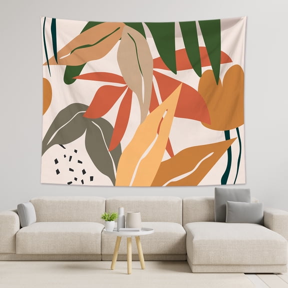 BLINGPAINTING Boho Tapestry, Colorful Palm Tree Leaves Bohemia Plants Tapestries, Minimalist Aesthetic Tapestry Wall Hanging for Bedroom