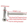 thumbnail image 2 of Bolt Dropper #10 X 1-1/2'' Stainless Flat Head Phillips Self Drilling Screw, (25 pc), 18-8 (304) Stainless Steel Screw by Bolt Dropper, 2 of 5