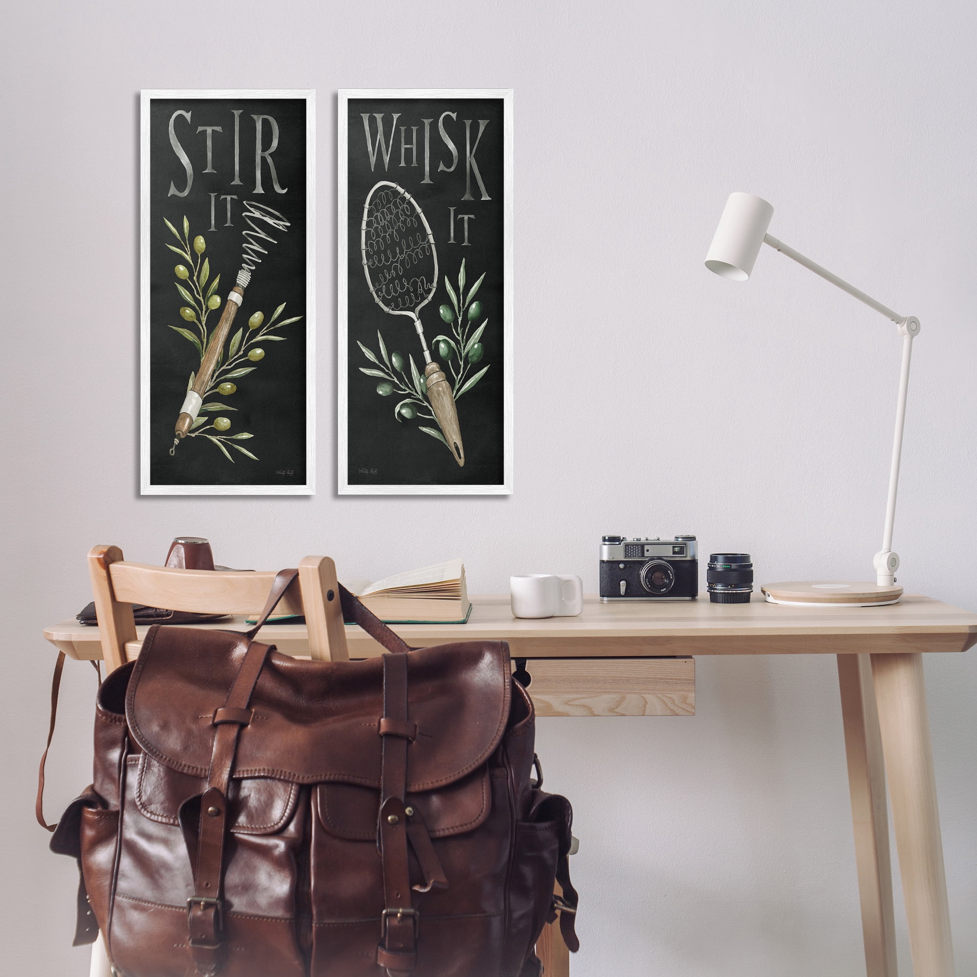 Stupell Industries Vintage Kitchen Phrases Botanical & Floral Painting White Framed Art Print Wall Art, 10 x 24, Set of 2