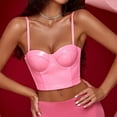 thumbnail image 6 of Pxiakgy tank tops women Womens Corset Top Bustier Corset Top Tight Fitting Corset Tank Top Suspender PU Leather Top Solid Short Fashion Pink+XS, 6 of 9