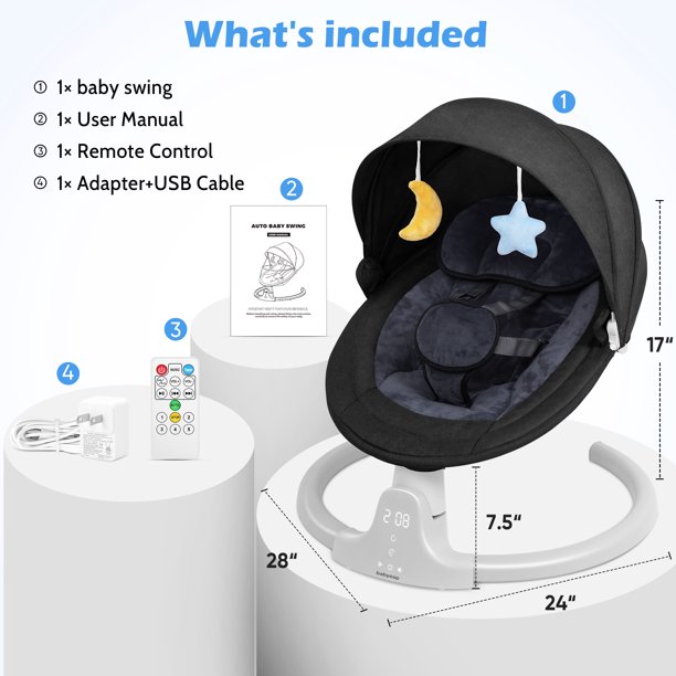 Babyeap Baby Swing for Infants - Motorized Swing with Music