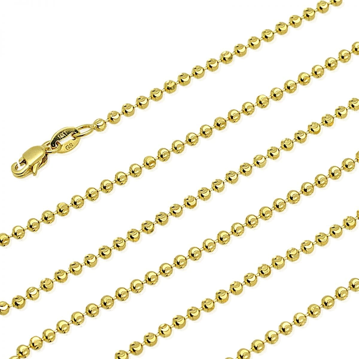 2mm Beaded Ball Solid 14 Karat Gold Ball Chain