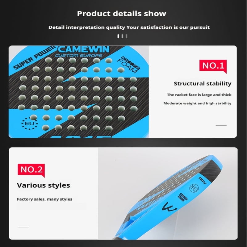 Tennis Paddle Racket with Carbon Fiber Surface & EVA Foam, Comfortable Grip, Lightweight High-Elastic Racquet with Storage Bag
