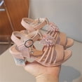 thumbnail image 5 of ITSAME Girls Sandals, Adjustable Strap Low Block Heel Open Toe Kids Fashion Party Princess Shoes Pink 13M(Little Kids), 5 of 6