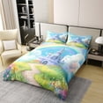 thumbnail image 2 of Erosebridal Rainbow Castle 100% Cotton Comforter Cover Full, Fairy Tale Bedding Sets Full Size, Spring Flower Reversible Bed Set, Microfiber Room Decor, 3 Pieces（No Comforter）, 2 of 8