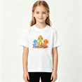thumbnail image 2 of Cute Cartoon Dinosaurs Girls Graphic Tee, Sweet Kawaii Animals 100% Cotton Kids Short Sleeve T-Shirt, 2 of 5