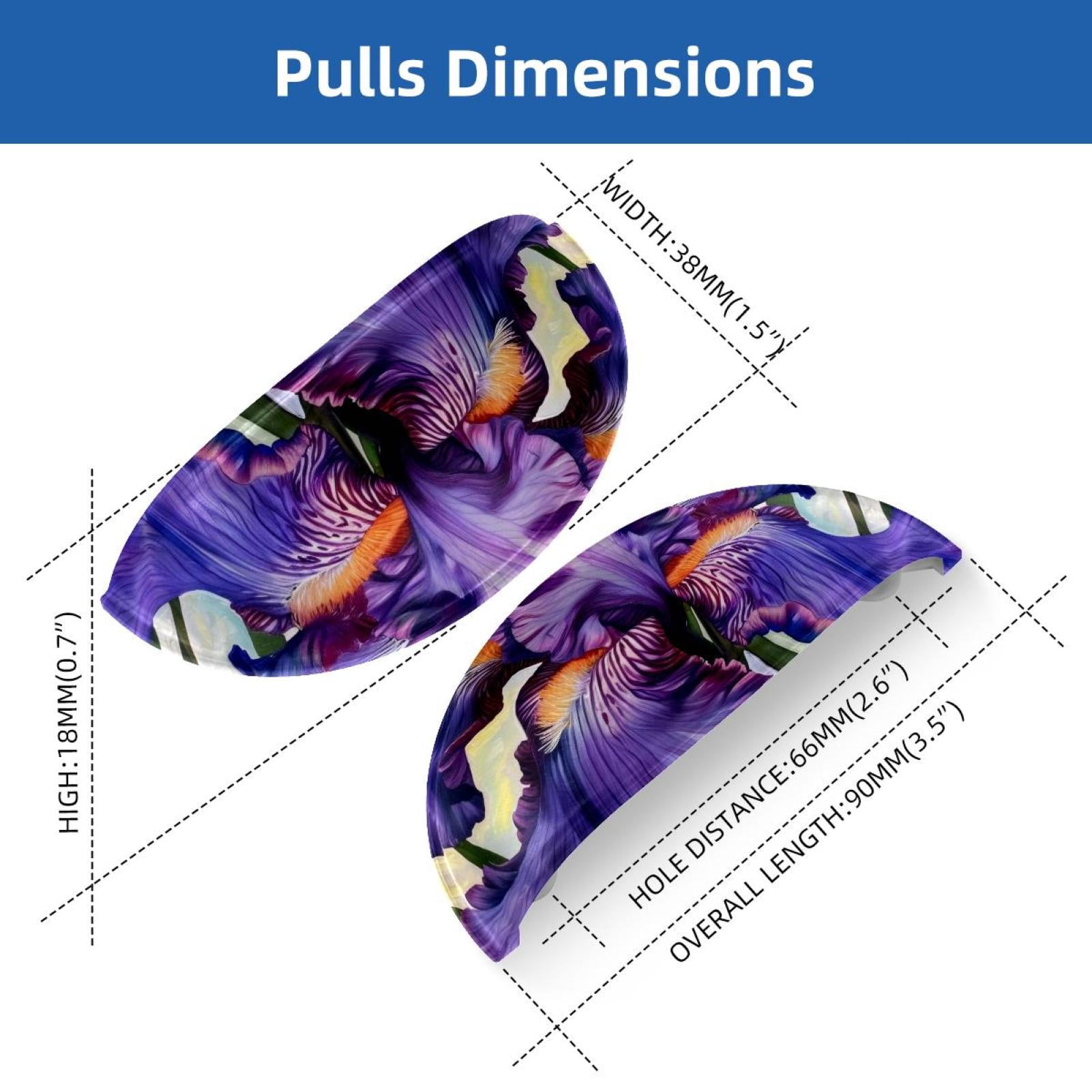 PhooArto 6 Pcs Cup Drawer Pulls, Purple Iris Art Painting Shell Shape Handles Cabinet Knobs for Dresser Cupboard Closet Wardrobe with Screws