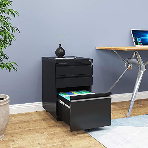 Metal Filing Cabinets for Home Office Rolling File Cabinet Under Desk Full Assembled Except Casters Deep Drawers for Hanging Legal Letter Folders MIIIKO 3 Drawer File Cabinet 