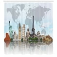 thumbnail image 3 of Ambesonne World Map Shower Curtain, Landmark Buildings Photo, 69"Wx75"L, Multicolor, 3 of 3