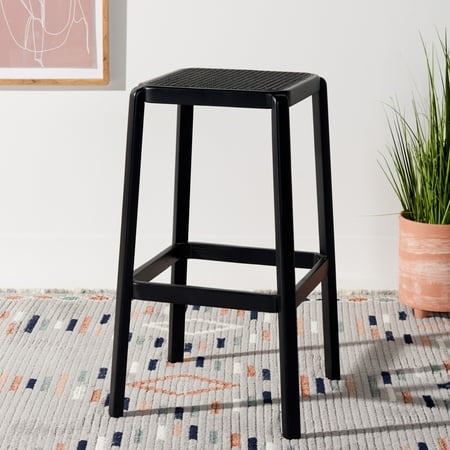 SAFAVIEH Silus Backless Cane Bar Stool Black