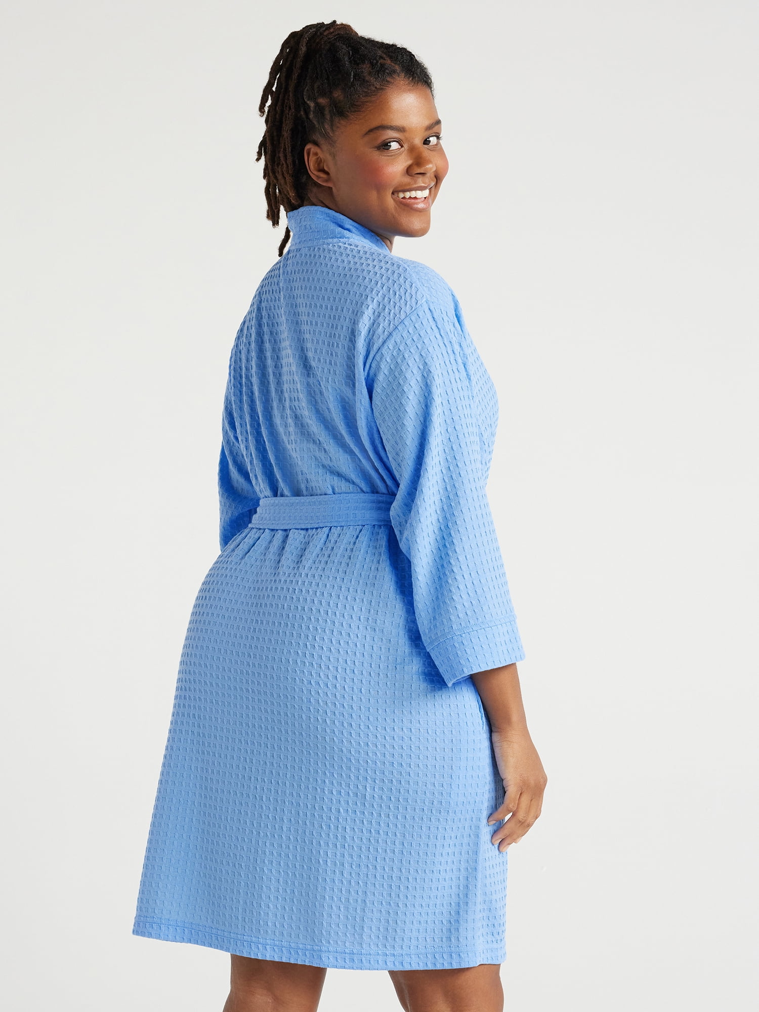 Joyspun Women’s Waffle Kimono Robe, Sizes S to 3X