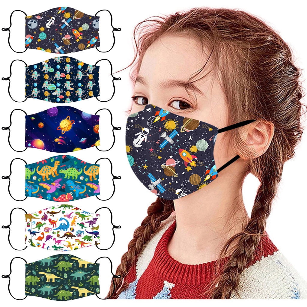 5pc Reusable Cotton Face Bandanas Washable Printing Breathable Windproof Ear Loop Anti Dust Scarf 