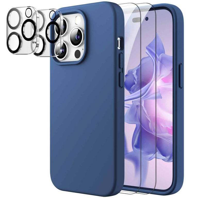 JETech [3 in 1] Silicone Case for iPhone 14 Pro Max 6.7-Inch, with 2-Pack  Screen Protector and 2-Pack Camera Lens Protector, Full Coverage Tempered  Glass Film, Shockproof Phone Cover (Cobalt Blue) 
