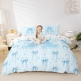 thumbnail image 3 of Erosebridal Kawaii Blue Bow Love Heart Girl Duvet Cover Set,Cute Personalized Initial A Bedding Full For Teens,Ultra Soft Home Decor,3-Piece,No Comforter, 3 of 5