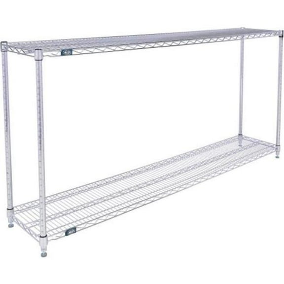 Global Industrial 12723C2 Nexel 2 Shelf Chrome Wire Shelving Unit Starter, Chrome - 72 x 12 x 34 in.