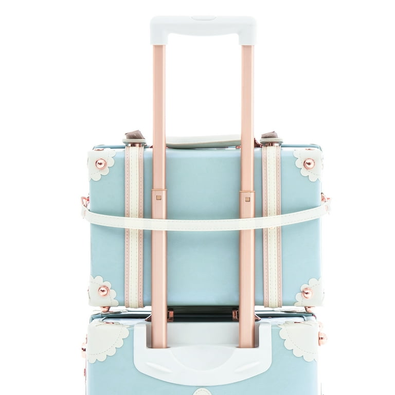 New Retro white pink blue Travel Bag Rolling Luggage sets,13inch