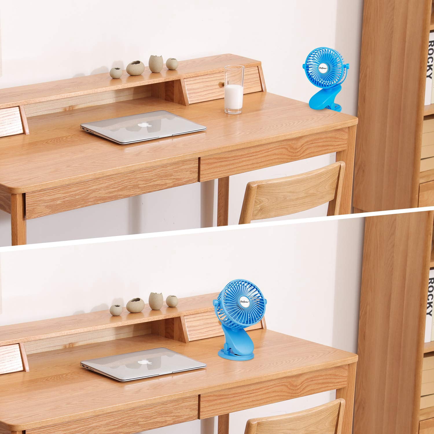 SkyGenius 3-Speed Rechargeable Clip-On Desk Fan