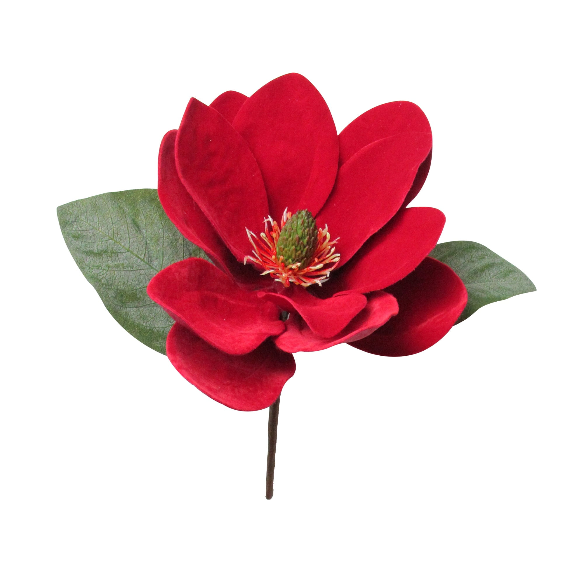 11" Artificial Red Magnolia Christmas Pick