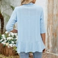 thumbnail image 5 of Light Weight Cardigan Women New Solid Color Cardigan Coat With Cropped Sleeves Ruffled Top Light Cardigans Women Summer Sky Blue M, 5 of 6