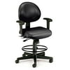 OFM 24 Hour Ergonomic Vinyl Task Chair with Arms and Drafting Kit, Mid Back, in Black (241-VAM-AADK-66)