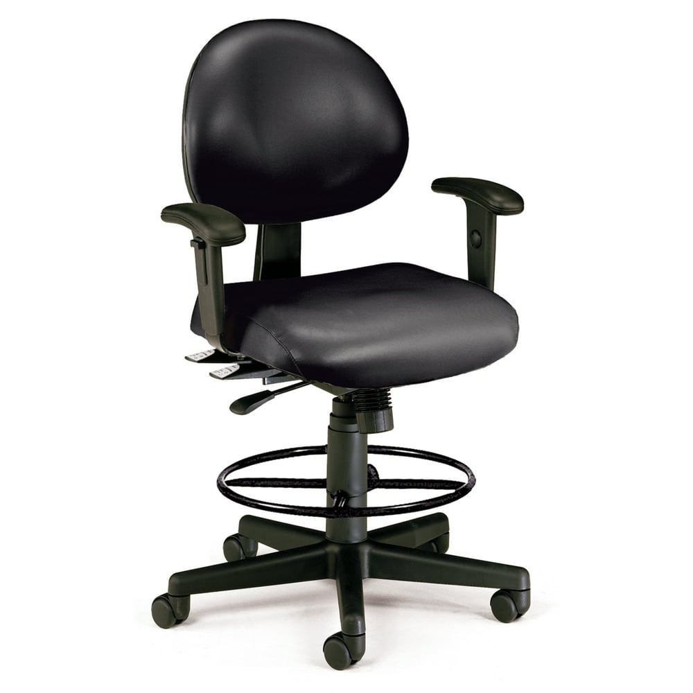 OFM 24 Hour Ergonomic Vinyl Task Chair with Arms and Drafting Kit, Mid