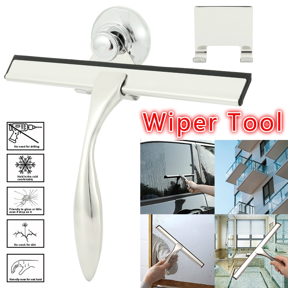 HOTBEST Bathroom Shower Squeegee Stainless Steel Glass Wiper Scraper