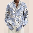 thumbnail image 4 of Camisa de hombre con estampado de flores y plantas vintage, informal, cómoda, de manga larga y botonadura sencilla, ropa de calle, blusa con solapa para hombre, 4 of 5