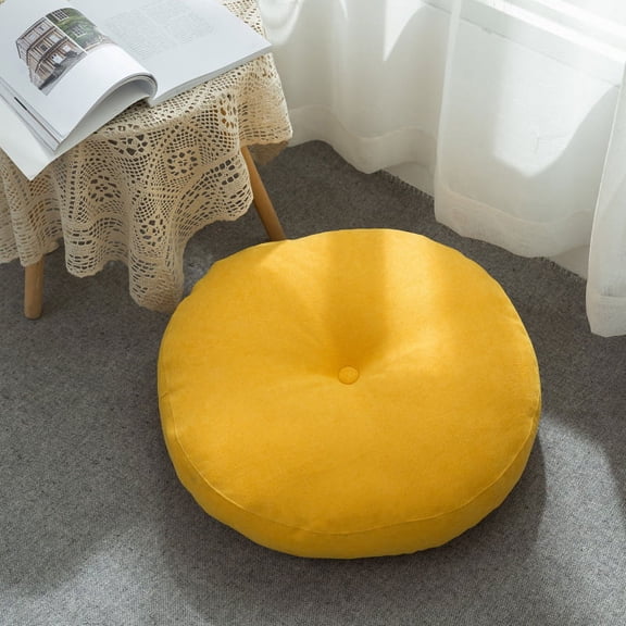 XmhyTop Round Pouf Chair Cushion, Slip Seat Cover for Cozy Lounging, 1Pack,Turmeric