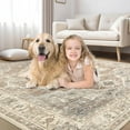 thumbnail image 3 of Toyoso 10x14 Washable Area Rugs for Living Room - Vintage Distressed Floral Neutral Boho Farmhouse Thin Soft Large Rug Indoor Floor No Slip Rug Carpet for Bedroom Dining Room Decor - Brown, 3 of 9