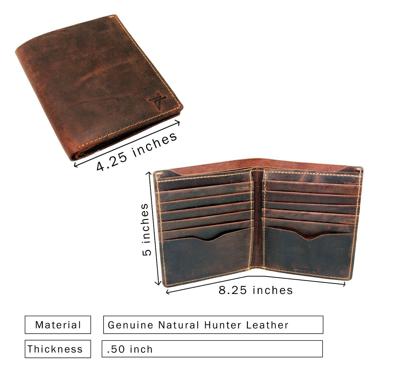 Brown Euro wallet for Men's Crazy Horse Handcrafted all 100% Leather Retro Style