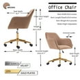 thumbnail image 3 of Velvet Home Office Chair, Modern Swivel Desk Chair with Gold Base, Round Solid Wheel, Adjustable Vanity Chair Armchair for Study, Living Room, Bedroom, Light Coffee, 3 of 9