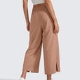 thumbnail image 4 of Women's Cropped Wide Leg Palazzo Pants High Waist Elastic Drawstring Casual Lightweight Trousers with Pockets Waisted Flowy Beach Trousers, 4 of 5