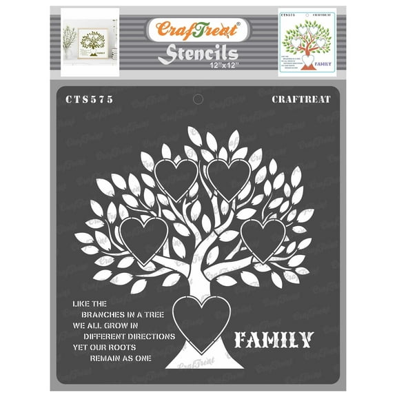 CrafTreat Family Tree Stencil for Painting and Crafting - 12"x12"