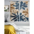 thumbnail image 4 of Navy Blue Brown Semi Sheer Curtains 72 Inch Length 2 Panels Set, Tropical Botanical Palm Leaves Vintage Sheer Kitchen Curtain Privacy Voile Window Curtain for Living Room Bedroom Rod Pocket Drapes, 4 of 7
