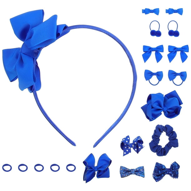 20 piezas de accesorios para el cabello azules, lazos, pinzas, coleteros, diademas para niñas