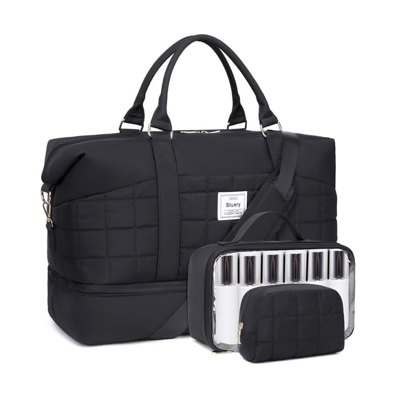Bolsos de fin de semana Stuery Puffer para mujer con paquete de calzado y portátil