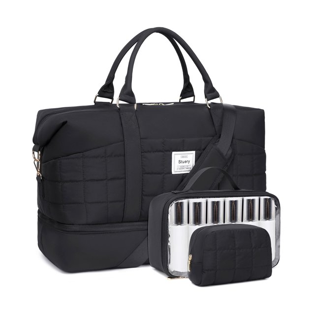 Bolsos de fin de semana Stuery Puffer para mujer con paquete de calzado y portátil
