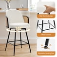 thumbnail image 4 of 26"Bar Stools, 360° Swivel Counter Height Barstools Boucle Fabric Upholstered Bar Chairs with Rattan Back and Metal Legs for Kitchen Island Home Bar, 4 of 12