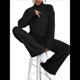 thumbnail image 2 of Conjuntos de 2 Piezas para Mujer para Otoño: Suéter de Punto de Viaje, Pantalones Anchos y Chándal para Estar en Casa. Negro L, 2 of 7