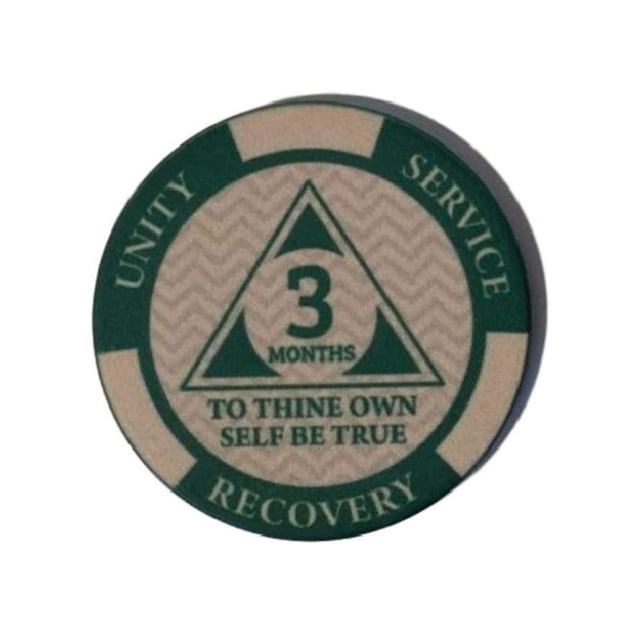 3 Month AA Chip Third Step Prayer on Back 90 Day Sobriety Chip Monthly AA Coins