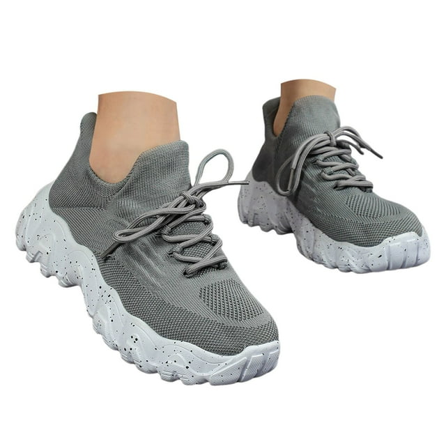 Dakaela Chaussures de Marche pour Femmes à Enfiler Espadrilles de Course Tennis 2025 Mode Décontractée Chaussures pour Femmes Gris 6.5