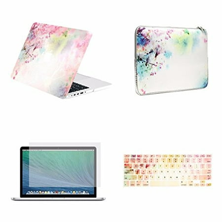 TOP CASE 4 in 1 Bundle Deal - Vibrant Summer Graphics Rubberized Hard Case, Keyboard Cover, Screen Protector and Sleeve Bag for MacBook Pro 13