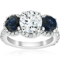 Pompeii 3 1/2 ct Sapphire & Lab Grown Diamond Engagement Ring 14k White Gold (GH,VS2-SI1)