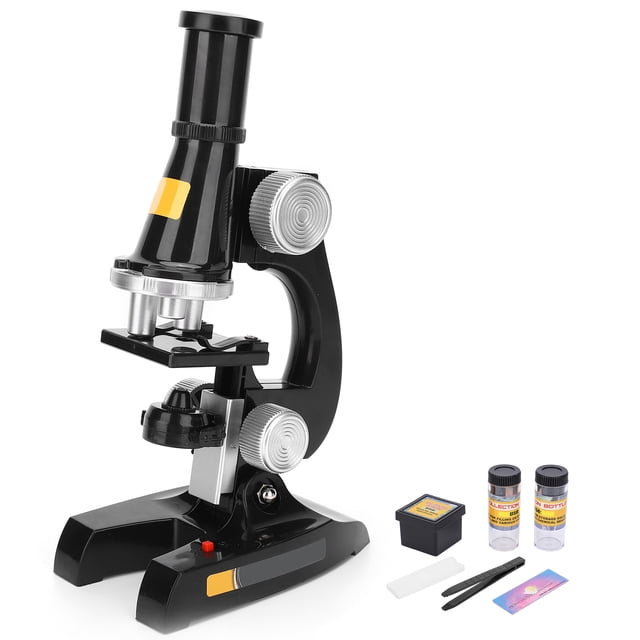 Chemical Microscope, Easy To Operate LED Biological Microscope School Educational Microscope Toy For Laboratory For Home Black